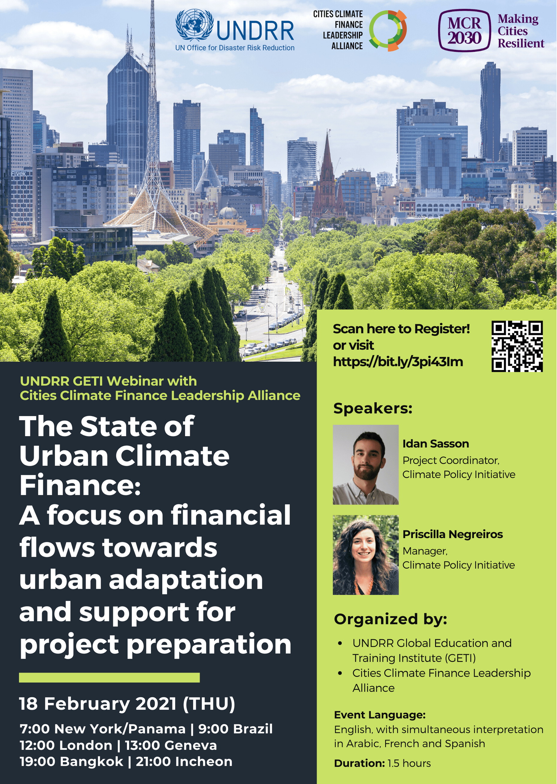 Webinar on "The State of Urban Climate Finance A focus on financial